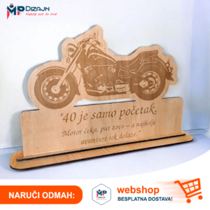Drveni motor poklon za rođendan motoristu - personalizirani